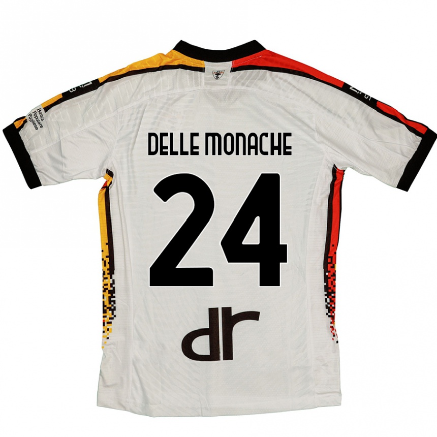 Niño Fútbol Camiseta Marco Delle Monache #24 Blanco Negro 2ª Equipación 2024/25