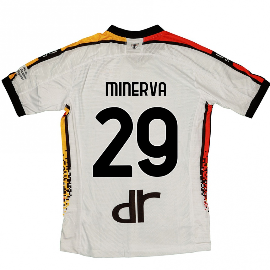 Niño Fútbol Camiseta Francesco Minerva #29 Blanco Negro 2ª Equipación 2024/25