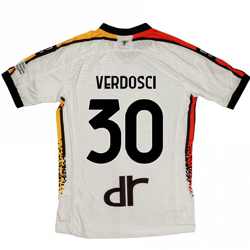 Niño Fútbol Camiseta Simone Verdosci #30 Blanco Negro 2ª Equipación 2024/25