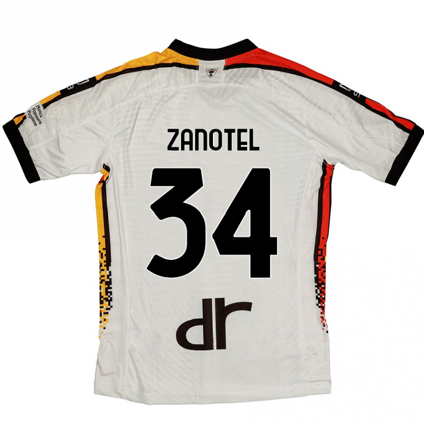 Niño Fútbol Camiseta Giovanni Zanotel #34 Blanco Negro 2ª Equipación 2024/25