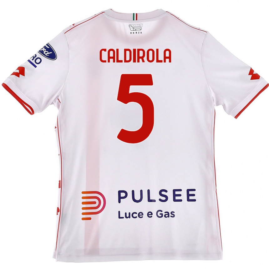 Niño Fútbol Camiseta Luca Caldirola #5 Blanco Rojo 2ª Equipación 2024/25