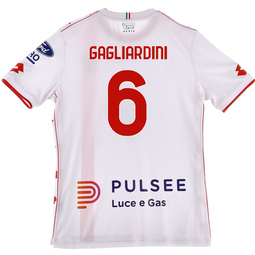 Niño Fútbol Camiseta Roberto Gagliardini #6 Blanco Rojo 2ª Equipación 2024/25