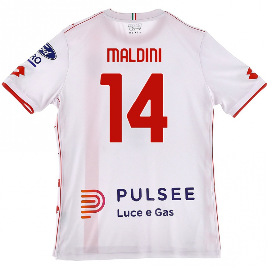 Niño Fútbol Camiseta Daniel Maldini #14 Blanco Rojo 2ª Equipación 2024/25