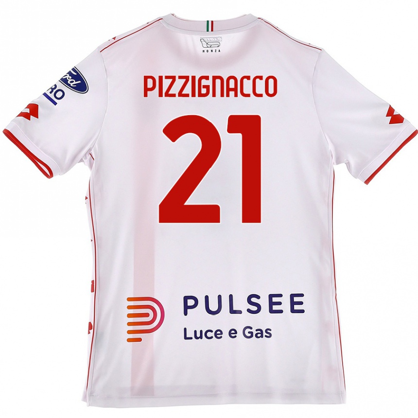 Niño Fútbol Camiseta Semuel Pizzignacco #21 Blanco Rojo 2ª Equipación 2024/25