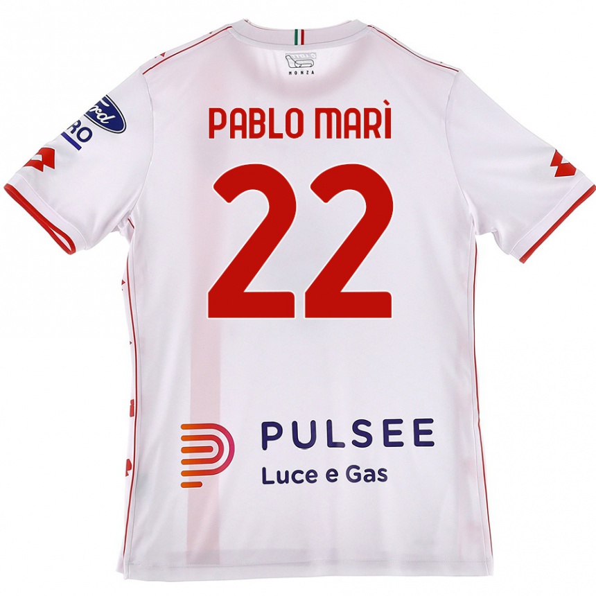 Niño Fútbol Camiseta Pablo Marí #22 Blanco Rojo 2ª Equipación 2024/25