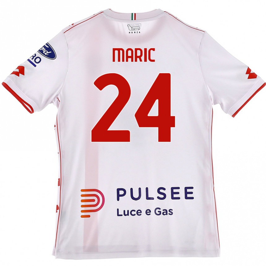 Niño Fútbol Camiseta Mirko Maric #24 Blanco Rojo 2ª Equipación 2024/25