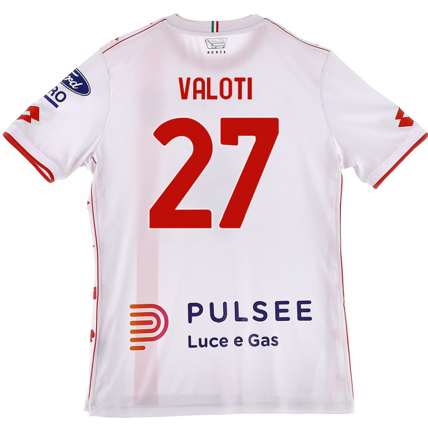 Niño Fútbol Camiseta Mattia Valoti #27 Blanco Rojo 2ª Equipación 2024/25