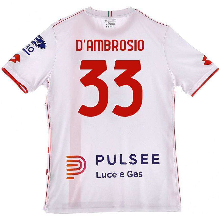 Niño Fútbol Camiseta Danilo D'ambrosio #33 Blanco Rojo 2ª Equipación 2024/25