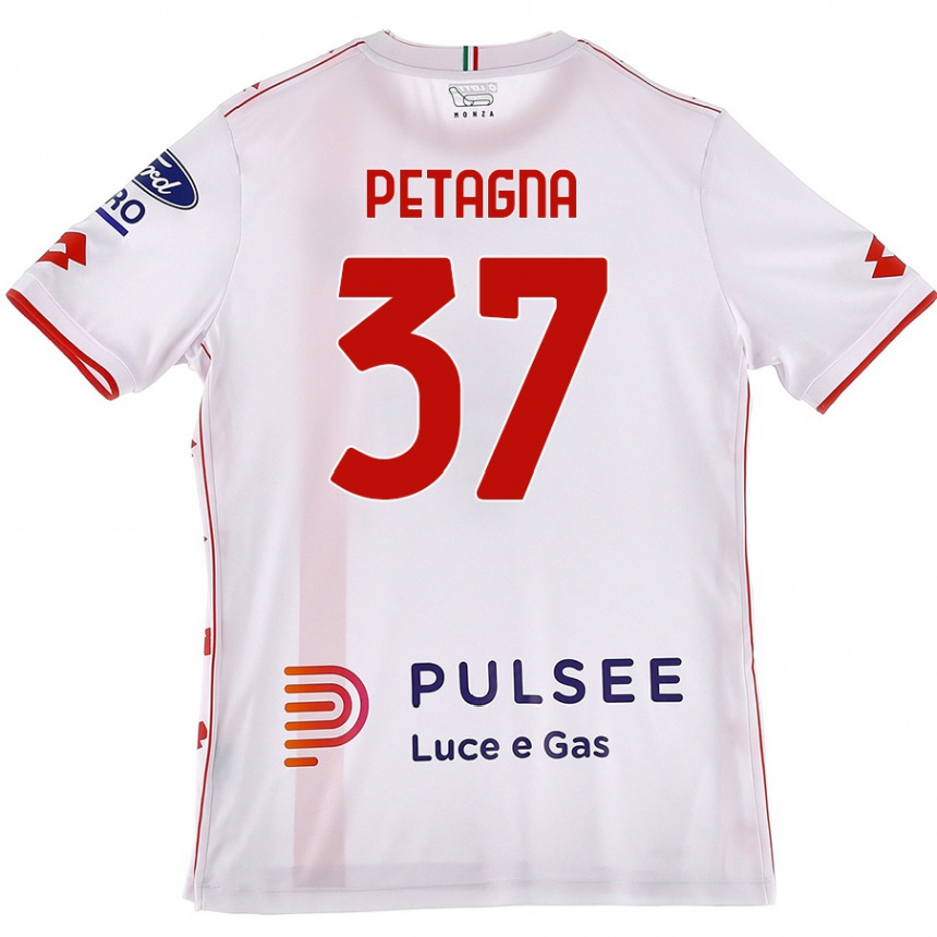 Niño Fútbol Camiseta Andrea Petagna #37 Blanco Rojo 2ª Equipación 2024/25