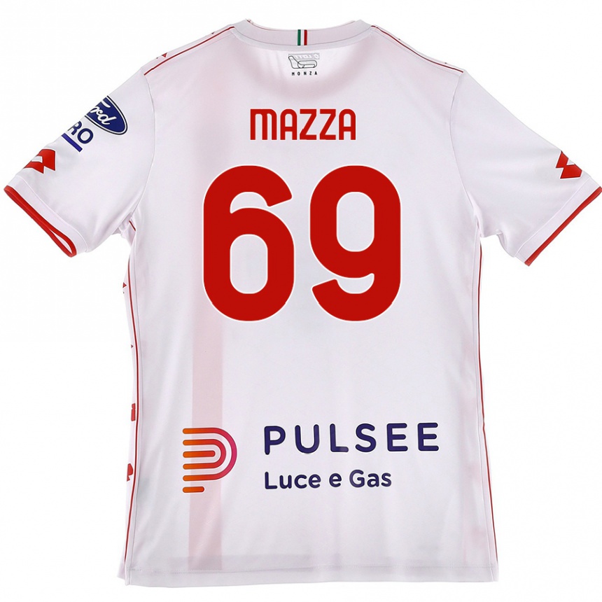 Niño Fútbol Camiseta Andrea Mazza #69 Blanco Rojo 2ª Equipación 2024/25