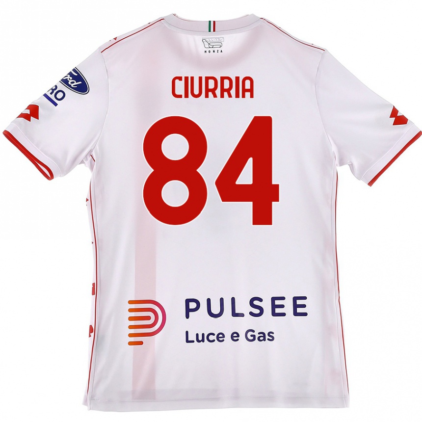 Niño Fútbol Camiseta Patrick Ciurria #84 Blanco Rojo 2ª Equipación 2024/25