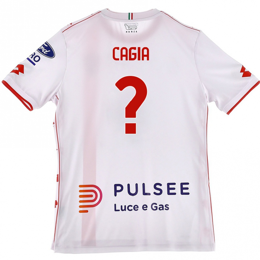 Niño Fútbol Camiseta Gabriele Cagia #0 Blanco Rojo 2ª Equipación 2024/25