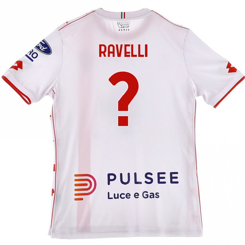 Niño Fútbol Camiseta Etienne Ravelli #0 Blanco Rojo 2ª Equipación 2024/25