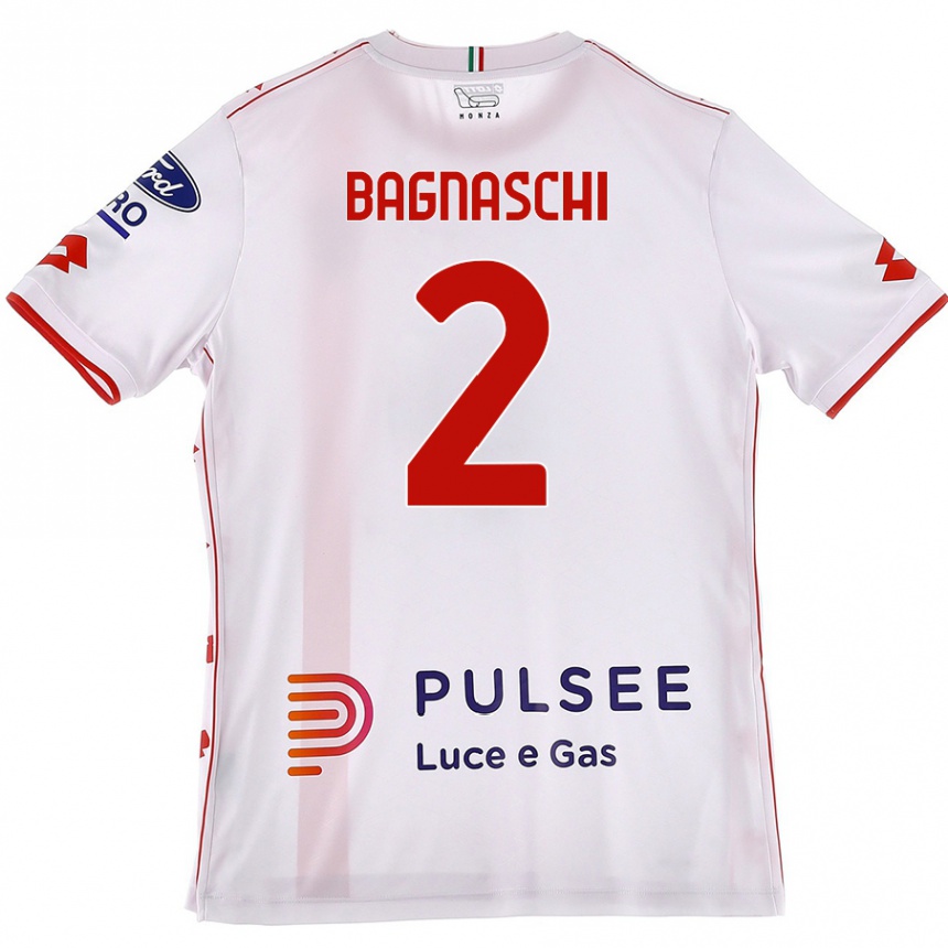 Niño Fútbol Camiseta Alessandro Bagnaschi #2 Blanco Rojo 2ª Equipación 2024/25