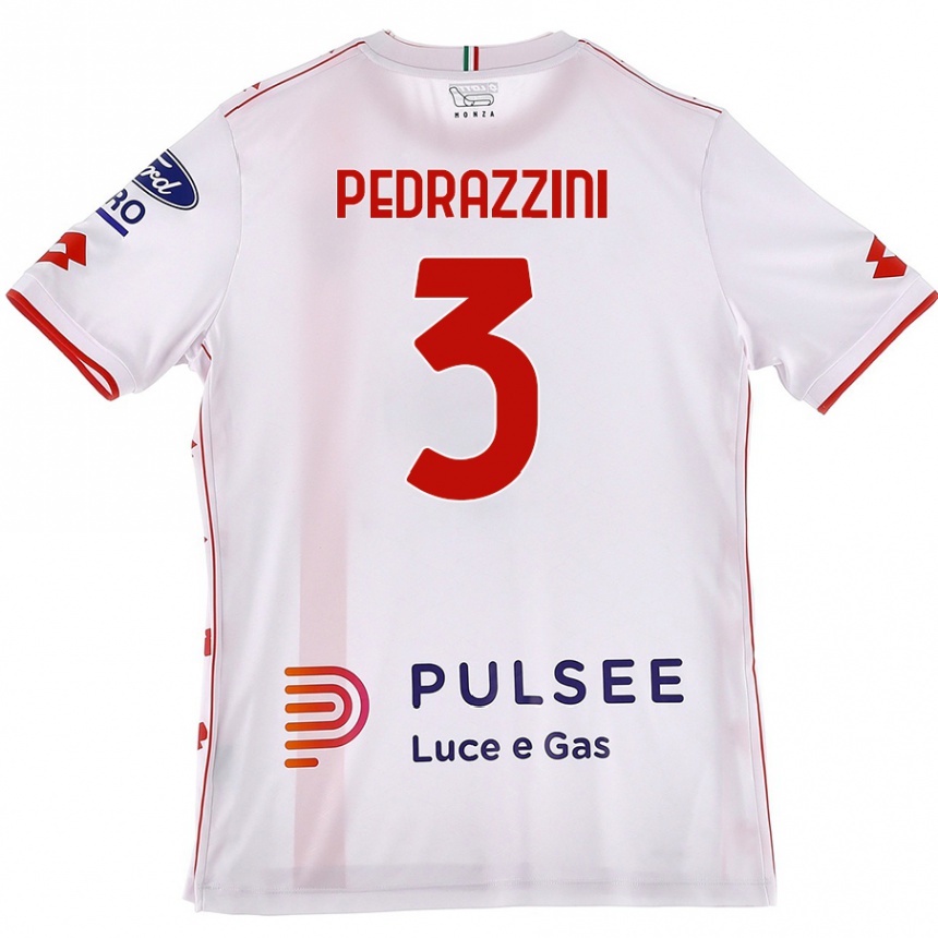 Niño Fútbol Camiseta Carlo Pedrazzini #3 Blanco Rojo 2ª Equipación 2024/25