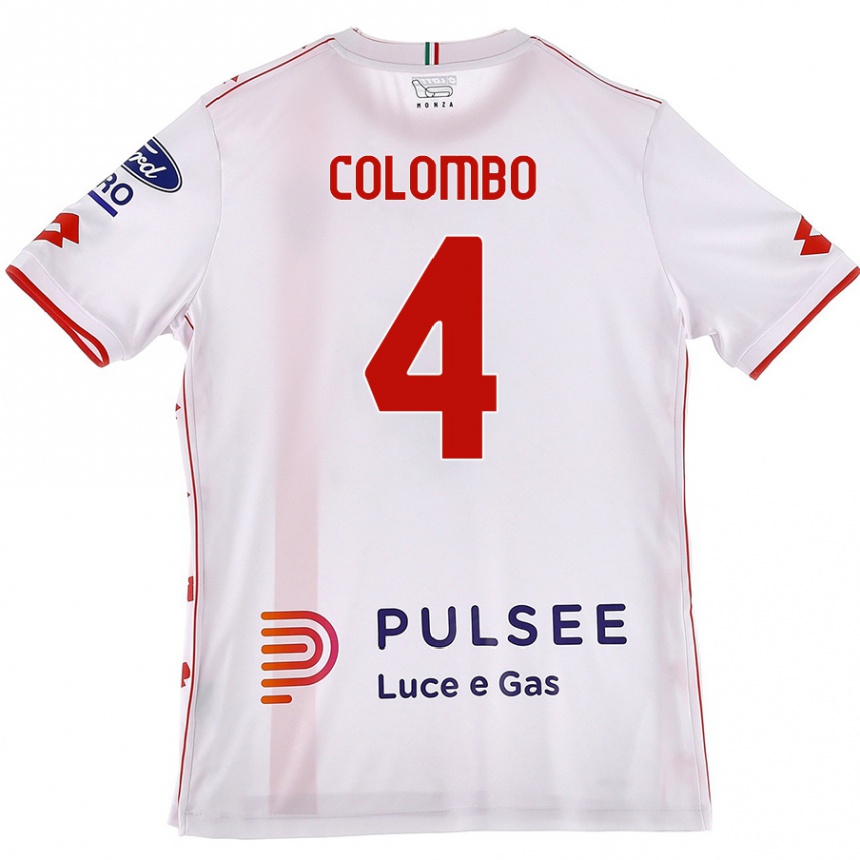 Niño Fútbol Camiseta Leonardo Colombo #4 Blanco Rojo 2ª Equipación 2024/25