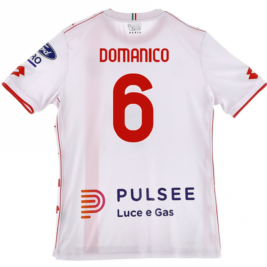 Niño Fútbol Camiseta Saverio Domanico #6 Blanco Rojo 2ª Equipación 2024/25