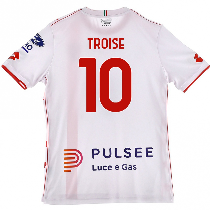 Niño Fútbol Camiseta Antonio Troise #10 Blanco Rojo 2ª Equipación 2024/25