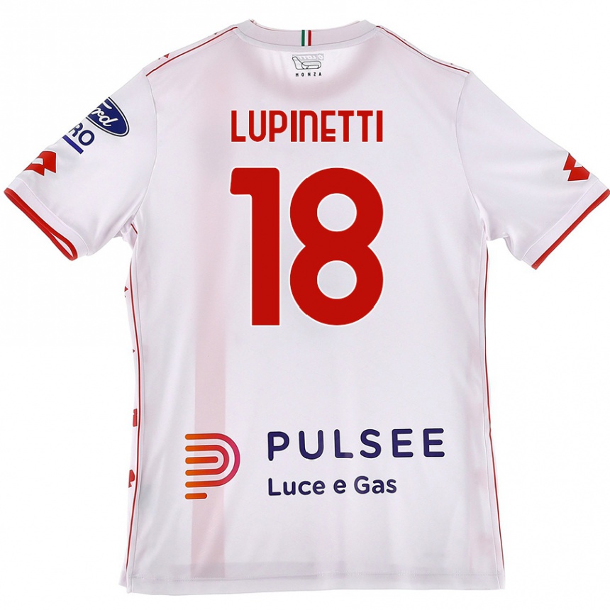 Niño Fútbol Camiseta Tommaso Lupinetti #18 Blanco Rojo 2ª Equipación 2024/25