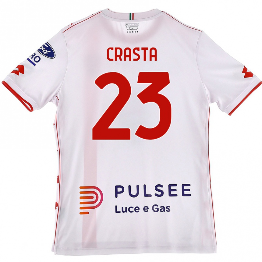 Niño Fútbol Camiseta Mario Crasta #23 Blanco Rojo 2ª Equipación 2024/25