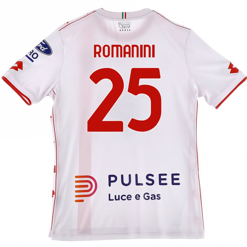 Niño Fútbol Camiseta Andrea Romanini #25 Blanco Rojo 2ª Equipación 2024/25