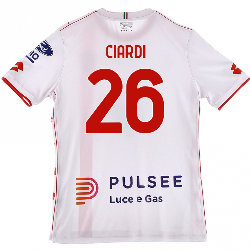 Niño Fútbol Camiseta Tommaso Ciardi #26 Blanco Rojo 2ª Equipación 2024/25