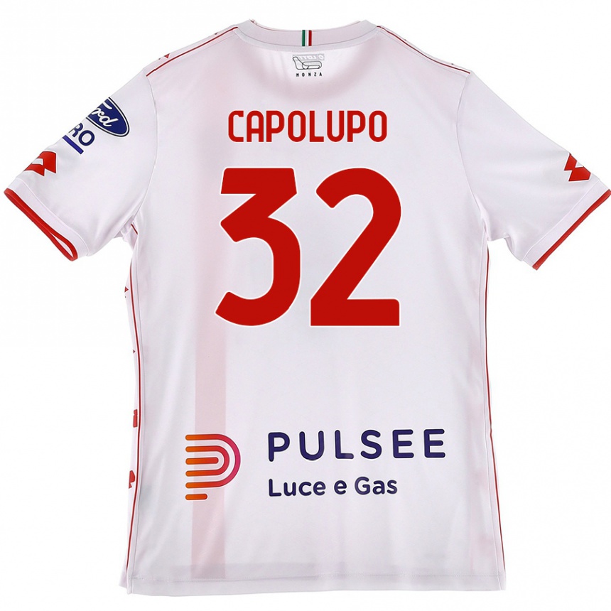 Niño Fútbol Camiseta Samuele Capolupo #32 Blanco Rojo 2ª Equipación 2024/25