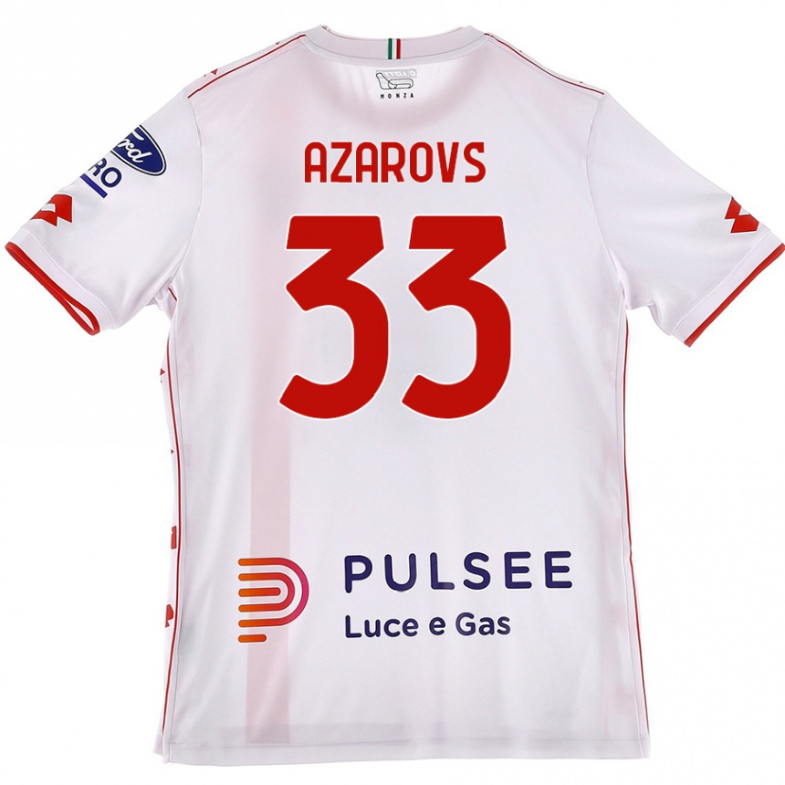 Niño Fútbol Camiseta Timurs Azarovs #33 Blanco Rojo 2ª Equipación 2024/25