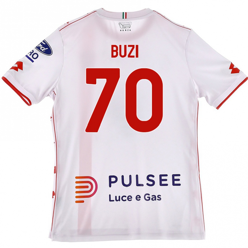 Niño Fútbol Camiseta Luis Buzi #70 Blanco Rojo 2ª Equipación 2024/25