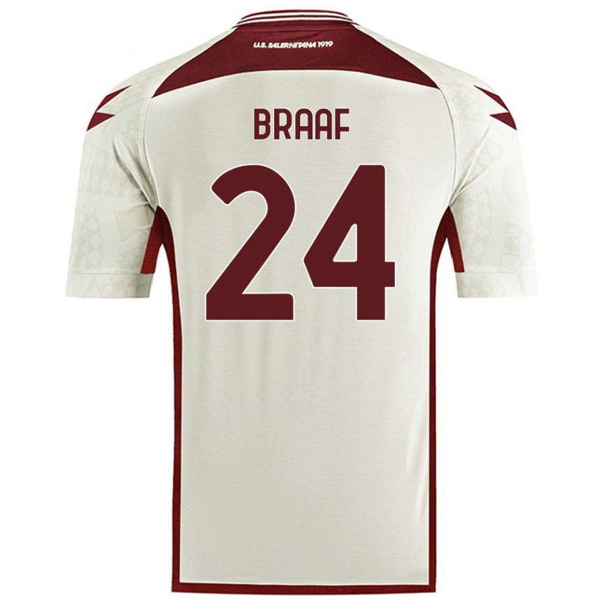 Niño Fútbol Camiseta Jayden Braaf #24 Color Crema 2ª Equipación 2024/25