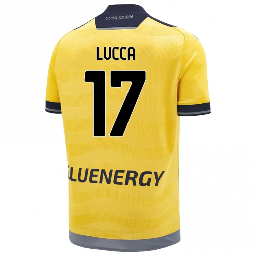 Niño Fútbol Camiseta Lorenzo Lucca #17 Dorado 2ª Equipación 2024/25