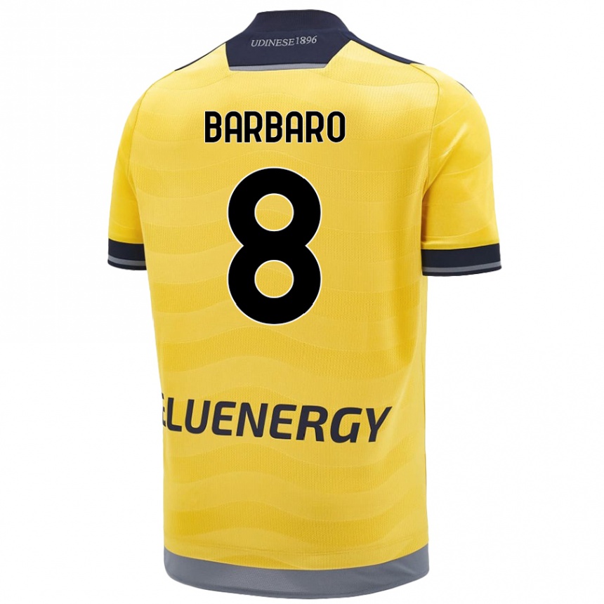 Niño Fútbol Camiseta Elia Barbaro #8 Dorado 2ª Equipación 2024/25