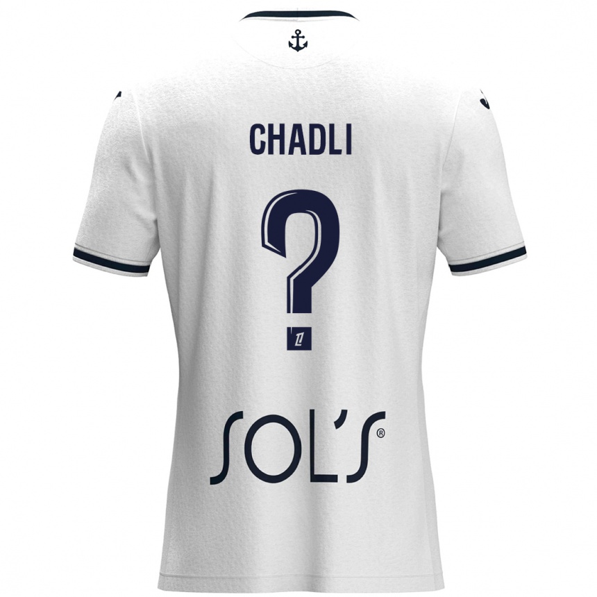 Niño Fútbol Camiseta Nassim Chadli #0 Blanco Azul Oscuro 2ª Equipación 2024/25