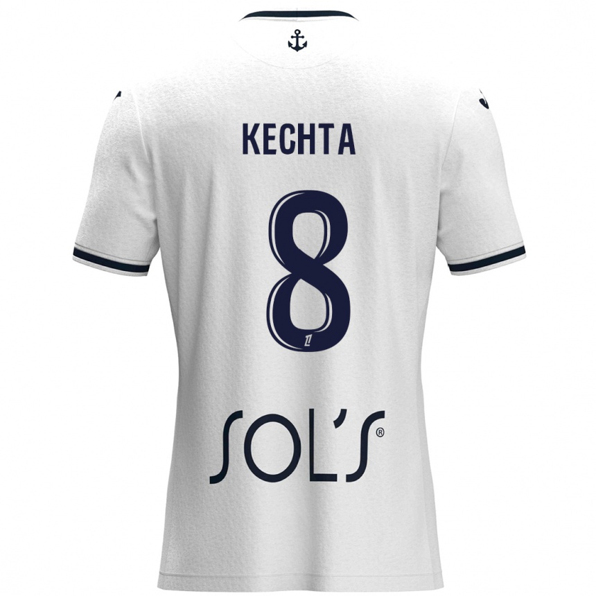 Niño Fútbol Camiseta Yassine Kechta #8 Blanco Azul Oscuro 2ª Equipación 2024/25