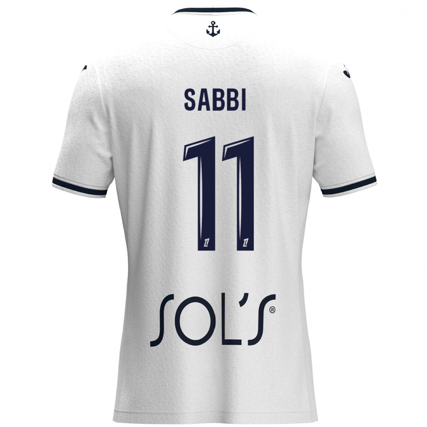 Niño Fútbol Camiseta Emmanuel Sabbi #11 Blanco Azul Oscuro 2ª Equipación 2024/25