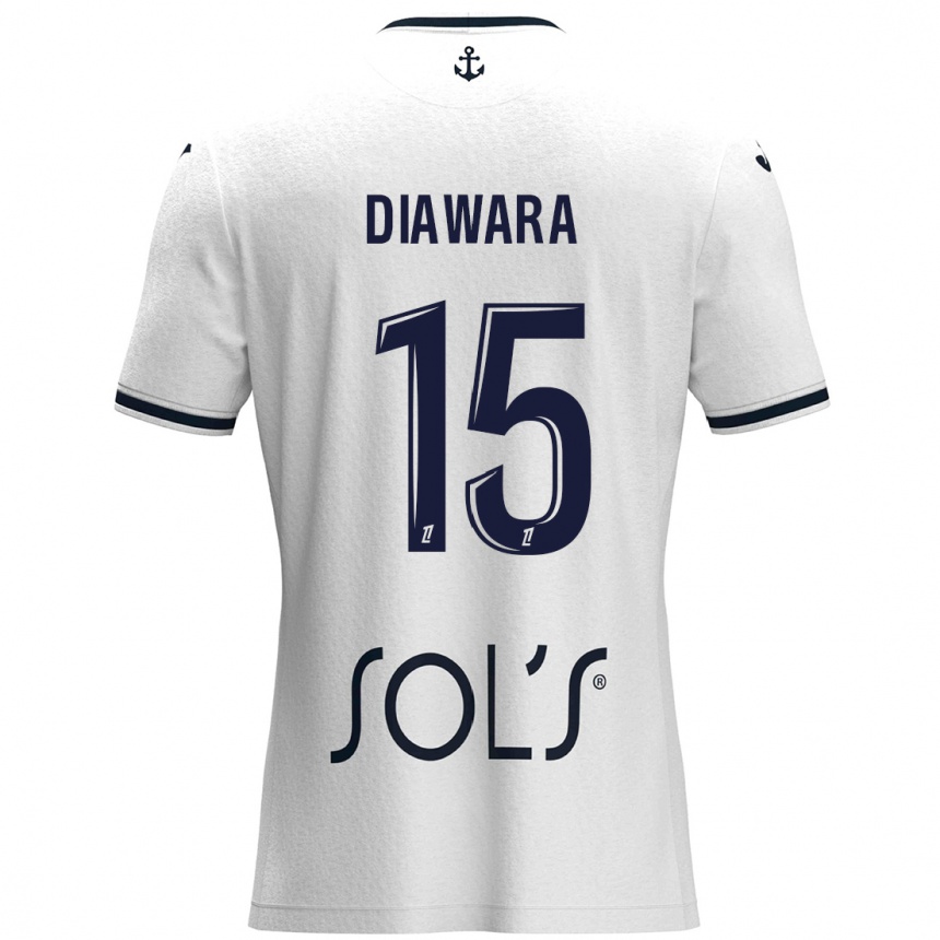 Niño Fútbol Camiseta Kandet Diawara #15 Blanco Azul Oscuro 2ª Equipación 2024/25