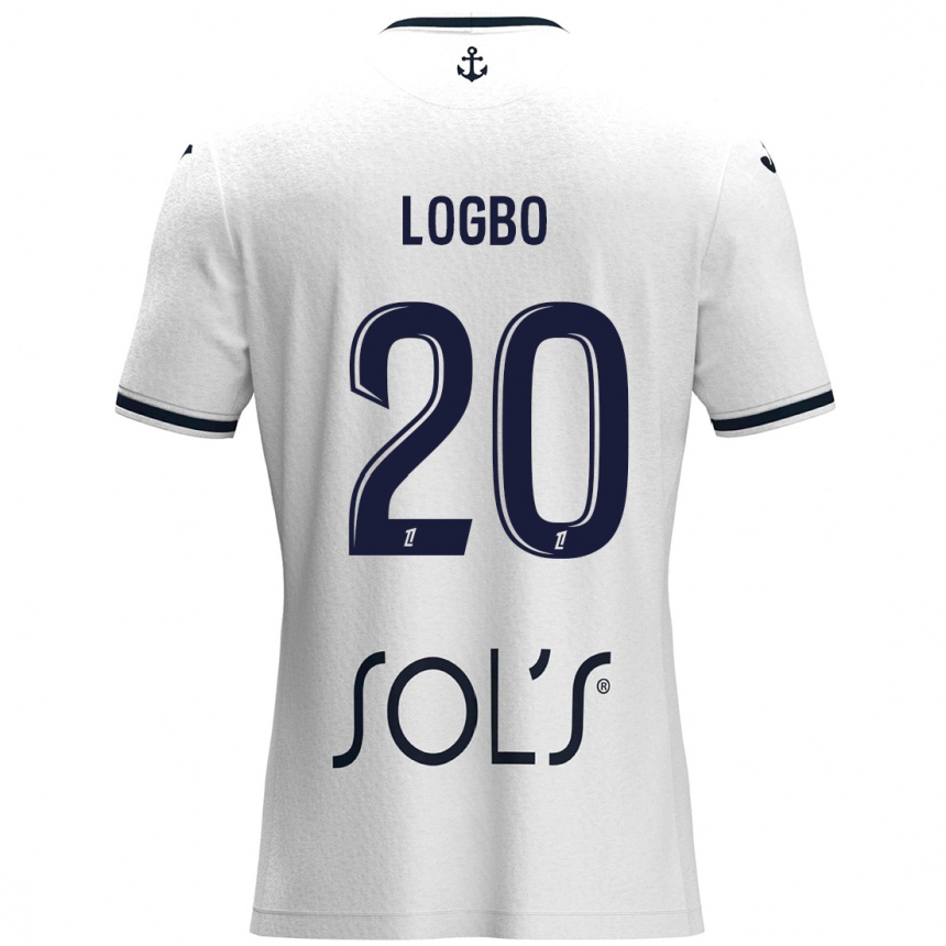 Niño Fútbol Camiseta Andy Logbo #20 Blanco Azul Oscuro 2ª Equipación 2024/25