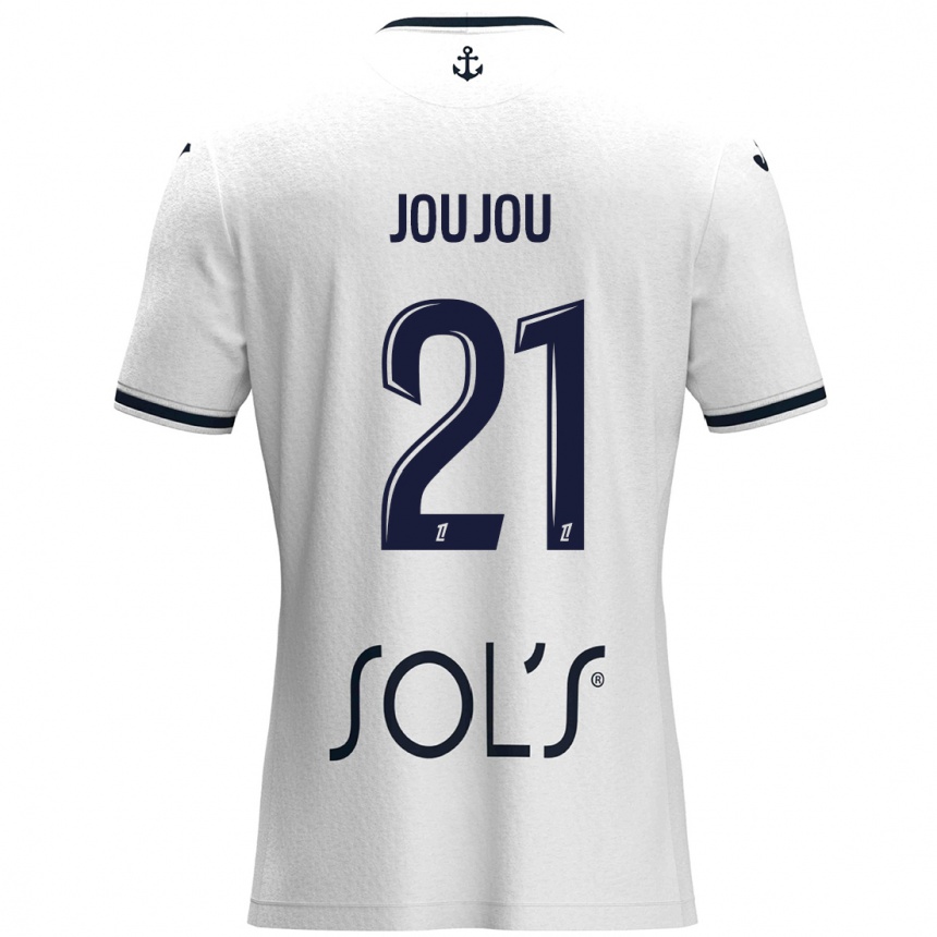 Niño Fútbol Camiseta Antoine Joujou #21 Blanco Azul Oscuro 2ª Equipación 2024/25