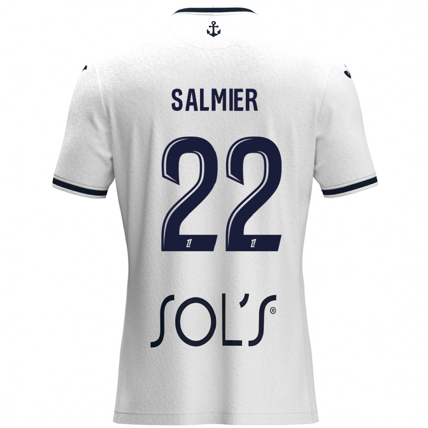 Niño Fútbol Camiseta Yoann Salmier #22 Blanco Azul Oscuro 2ª Equipación 2024/25