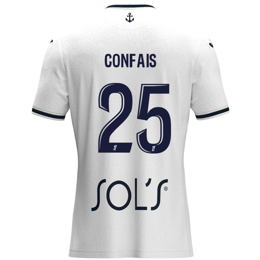 Niño Fútbol Camiseta Aloïs Confais #25 Blanco Azul Oscuro 2ª Equipación 2024/25