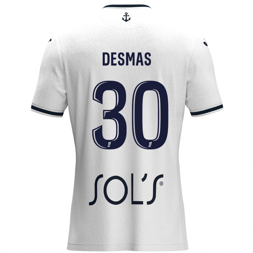 Niño Fútbol Camiseta Arthur Desmas #30 Blanco Azul Oscuro 2ª Equipación 2024/25