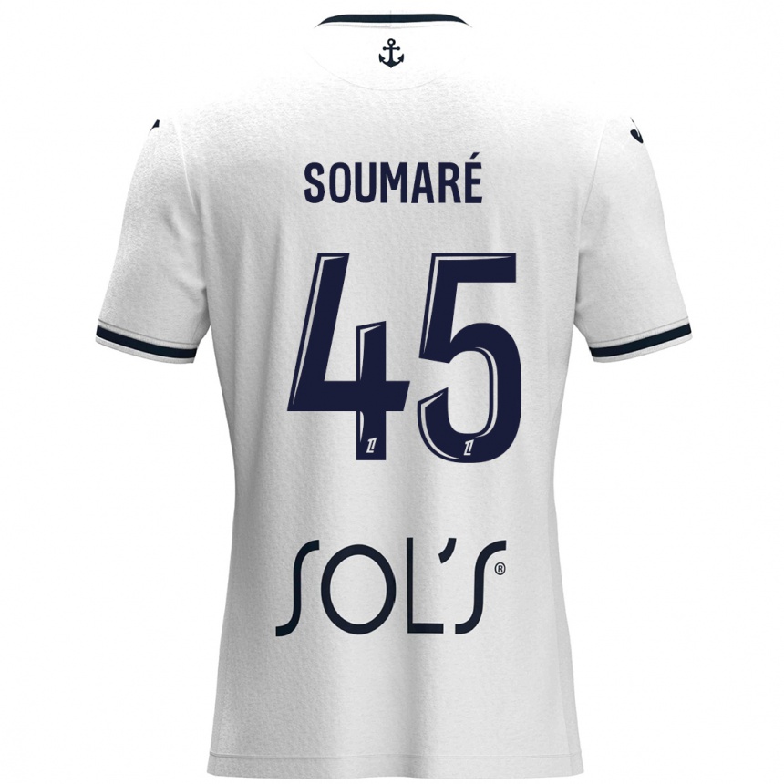 Niño Fútbol Camiseta Issa Soumaré #45 Blanco Azul Oscuro 2ª Equipación 2024/25