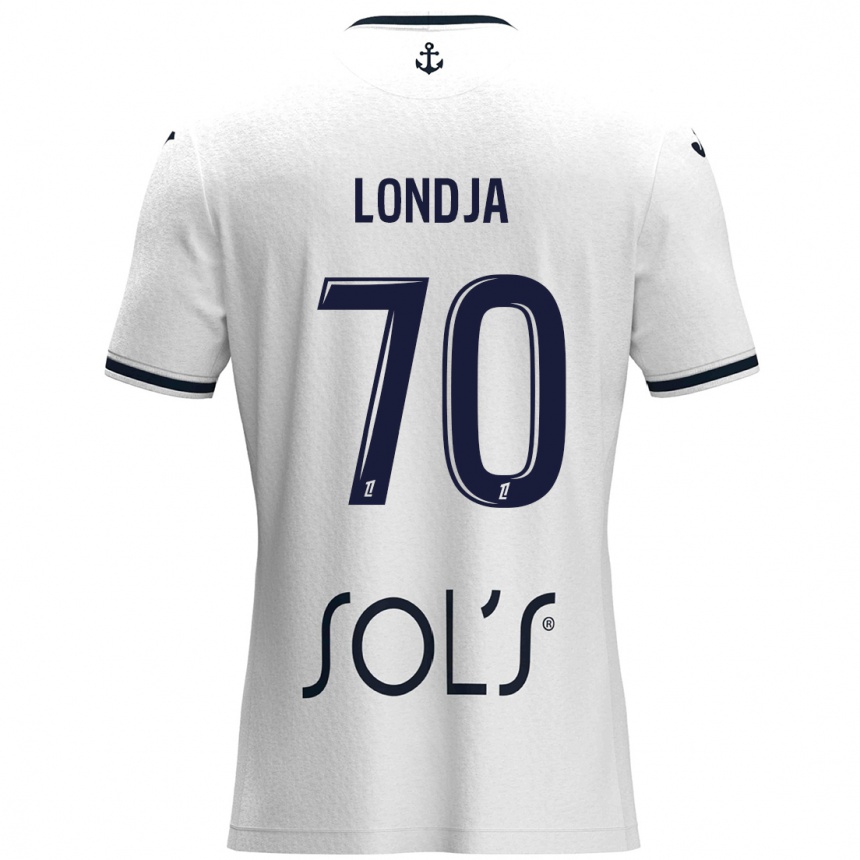 Niño Fútbol Camiseta Ruben Londja #70 Blanco Azul Oscuro 2ª Equipación 2024/25