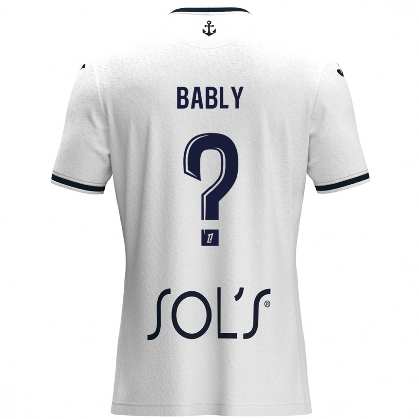 Niño Fútbol Camiseta Emmanuel Bably #0 Blanco Azul Oscuro 2ª Equipación 2024/25