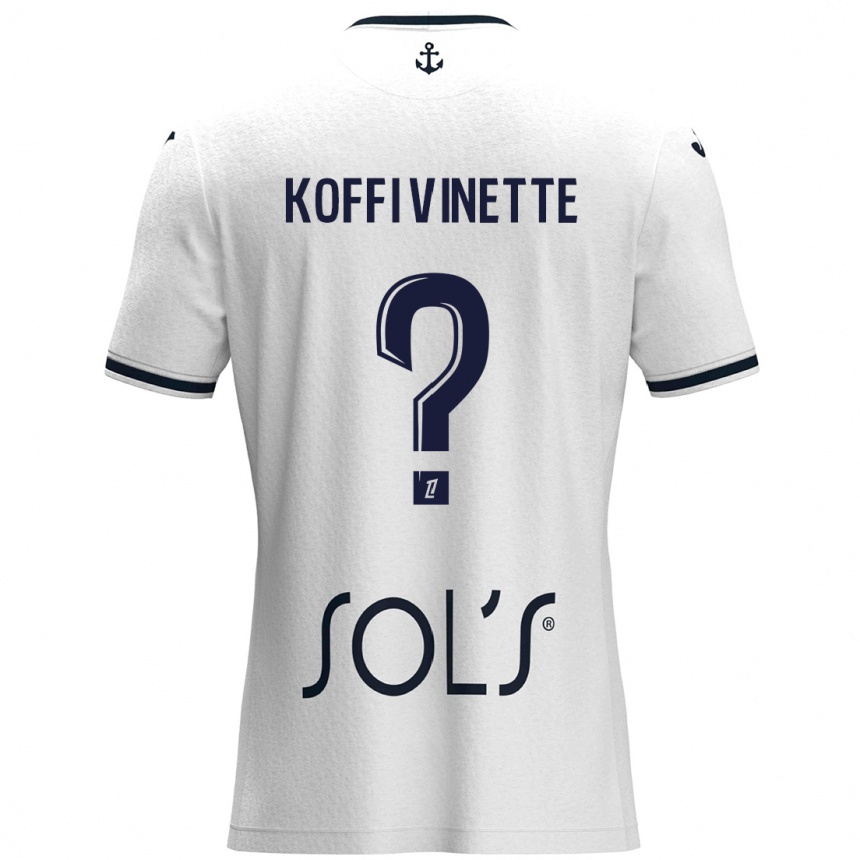 Niño Fútbol Camiseta Enzo Koffi Vinette #0 Blanco Azul Oscuro 2ª Equipación 2024/25