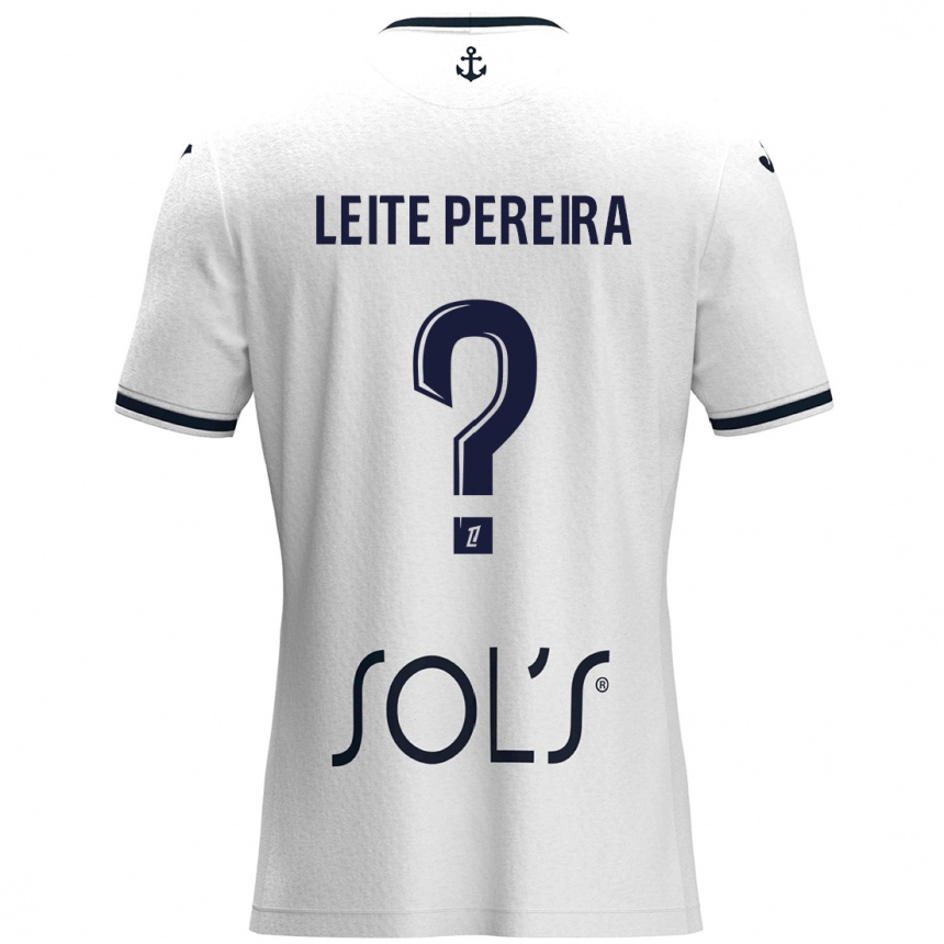 Niño Fútbol Camiseta Matéo Leite Pereira #0 Blanco Azul Oscuro 2ª Equipación 2024/25