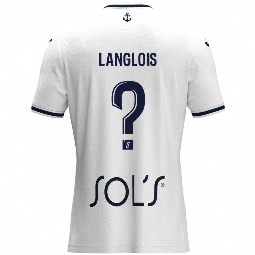 Niño Fútbol Camiseta Sacha Langlois #0 Blanco Azul Oscuro 2ª Equipación 2024/25