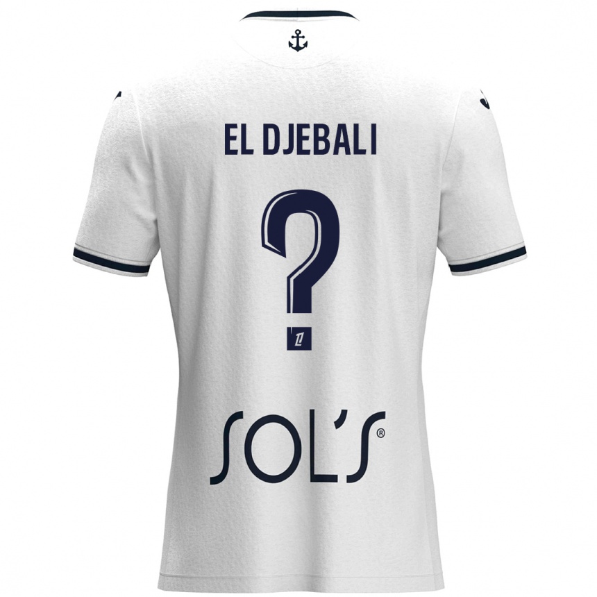 Niño Fútbol Camiseta Rayan El Djebali #0 Blanco Azul Oscuro 2ª Equipación 2024/25