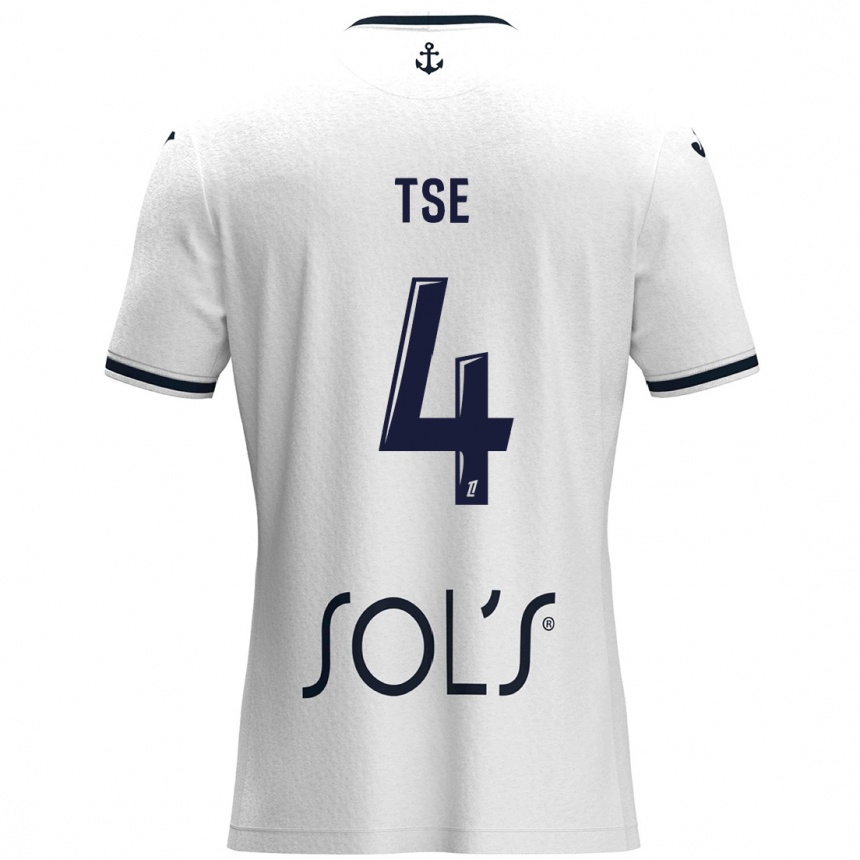 Niño Fútbol Camiseta Élisabeth Tsé #4 Blanco Azul Oscuro 2ª Equipación 2024/25