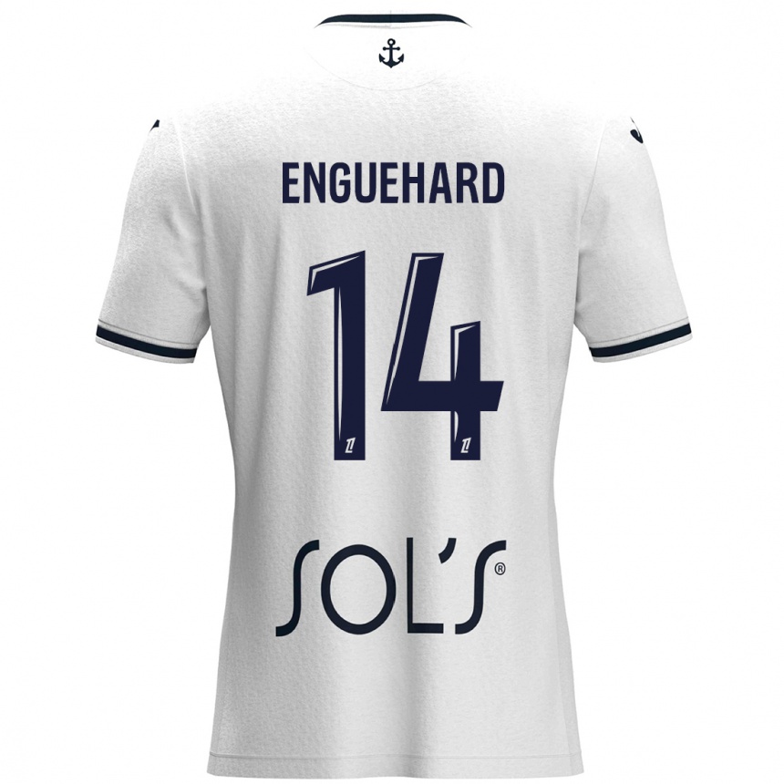 Niño Fútbol Camiseta Romane Enguehard #14 Blanco Azul Oscuro 2ª Equipación 2024/25